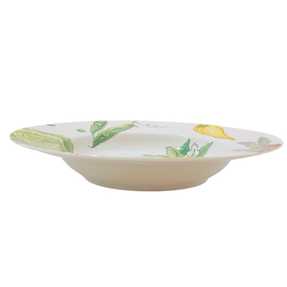 CRATE & BARREL Serving dish/bowl Vegetable medley Garden Cream Colorful Like new - Picture 10 of 14